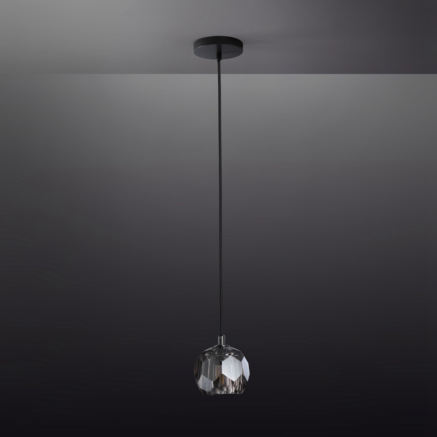Boule De Smoky Crystal Pendant Light-konalight