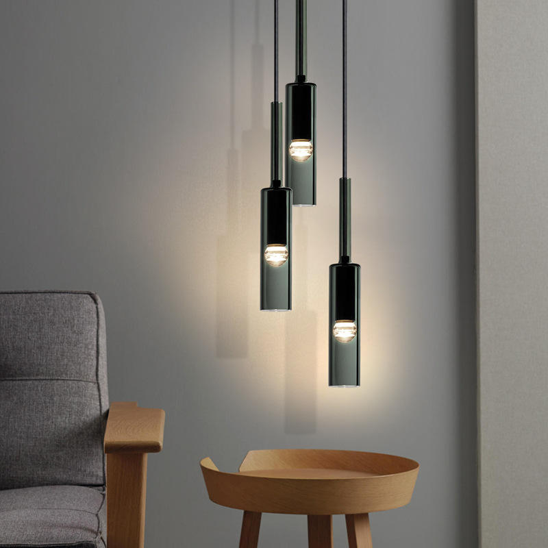 Modern Smoke Gray Cylinder Pendant Lights-konalight