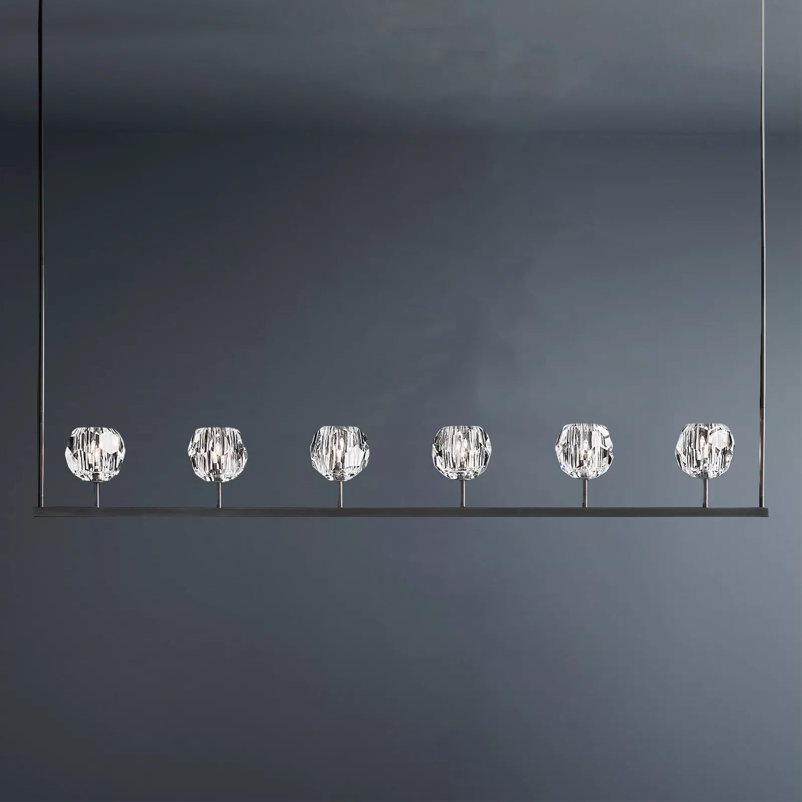 Boule De Crystal Ball Clear/Smoke Glass Linear Chandelier 60"-konalight