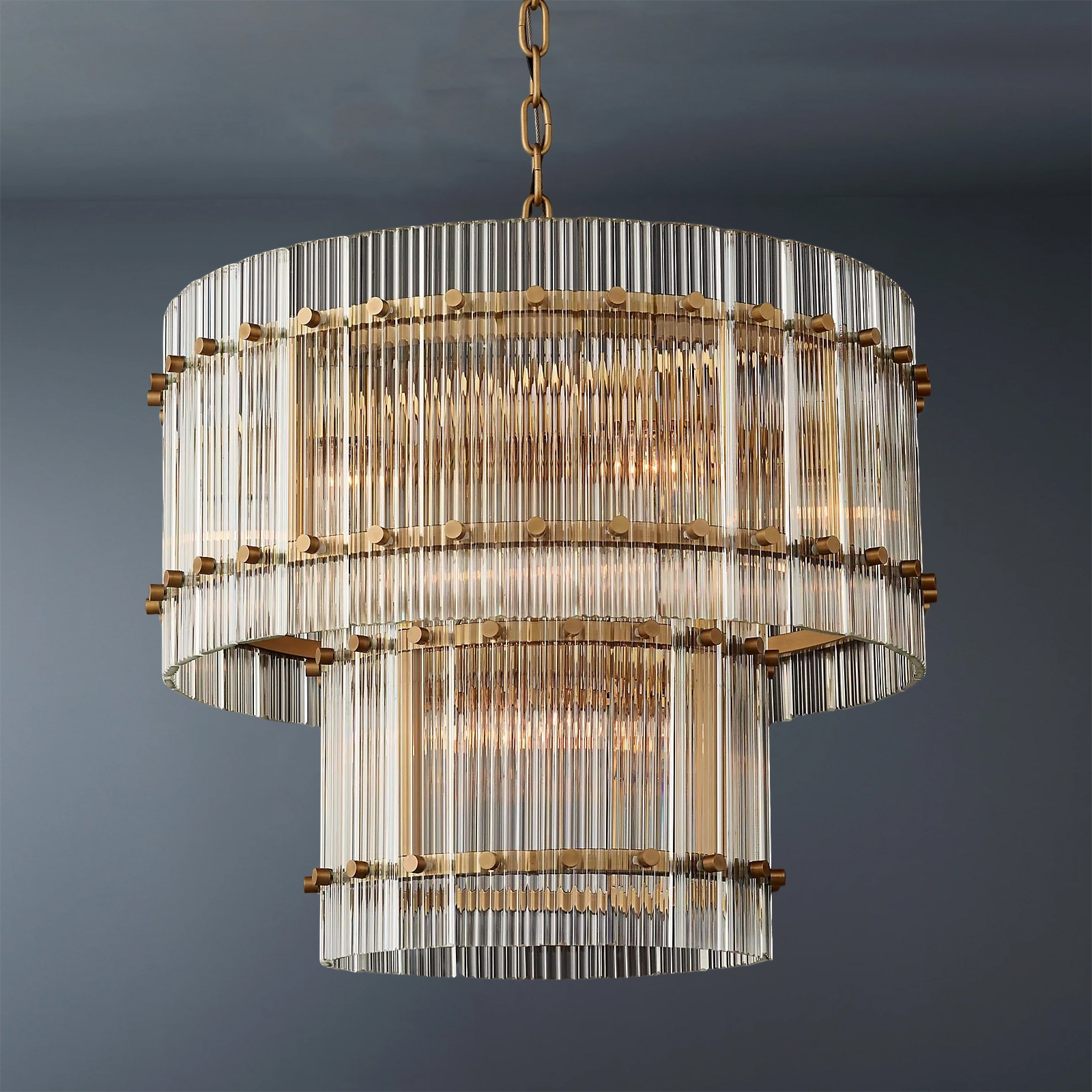 San  Modern 2-Tier Round Chandelier 22" For Living Room-konalight