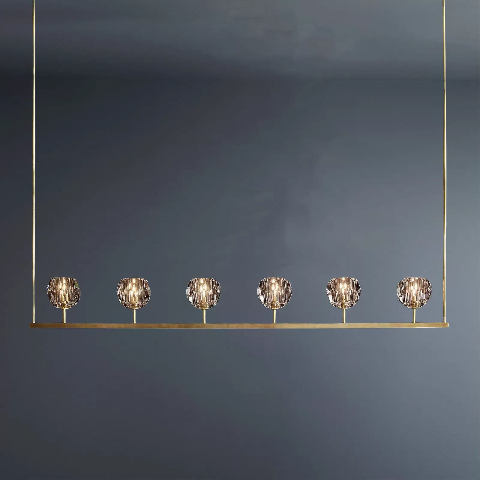 Boule De Crystal Ball Clear/Smoke Glass Linear Chandelier 60"