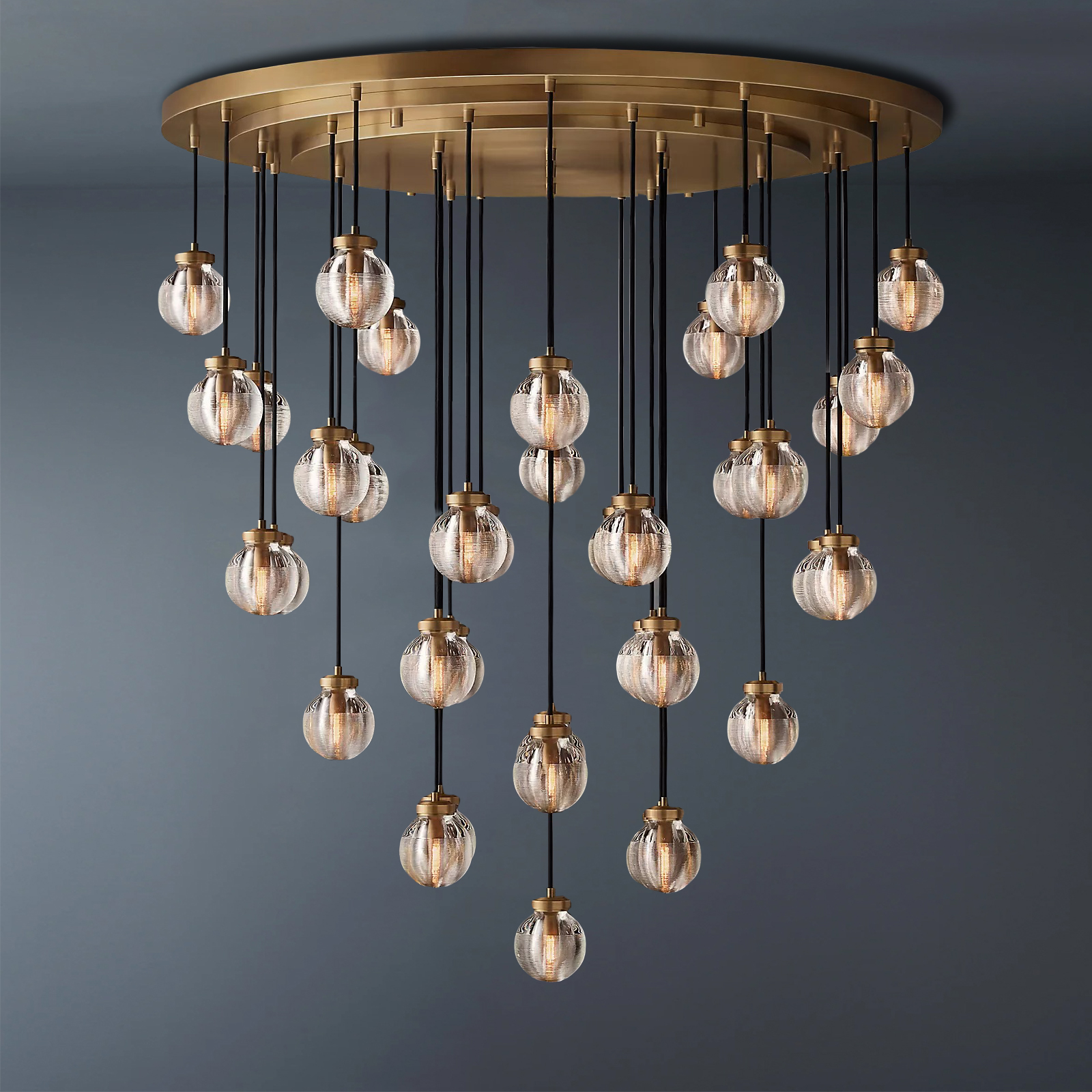Pearl Round Chandelier Vintage Light Fixture 48"-konalight