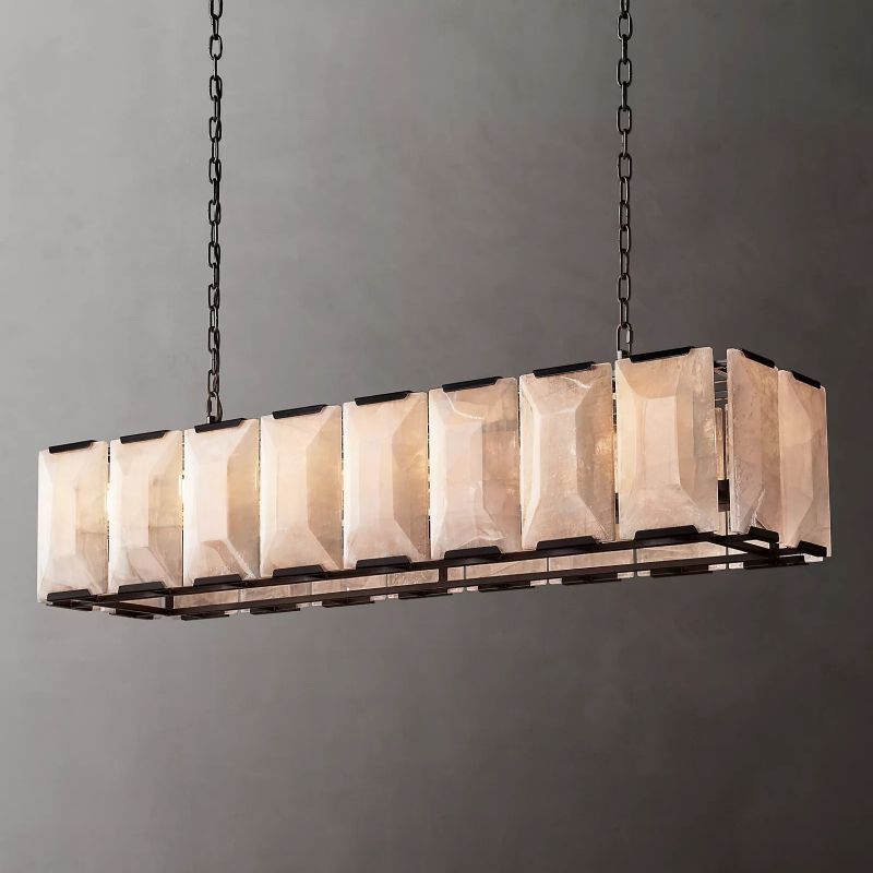 Harlow Calcite Rectangular Chandelier D 55"-konalight