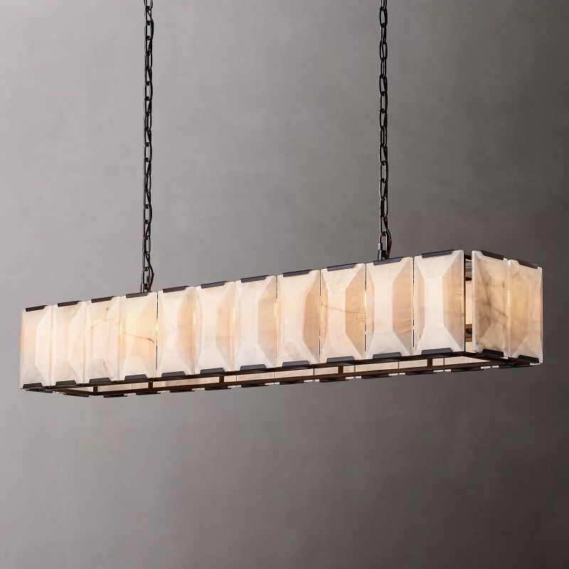 Harlow Calcite Rectangular Chandelier W 74"-konalight