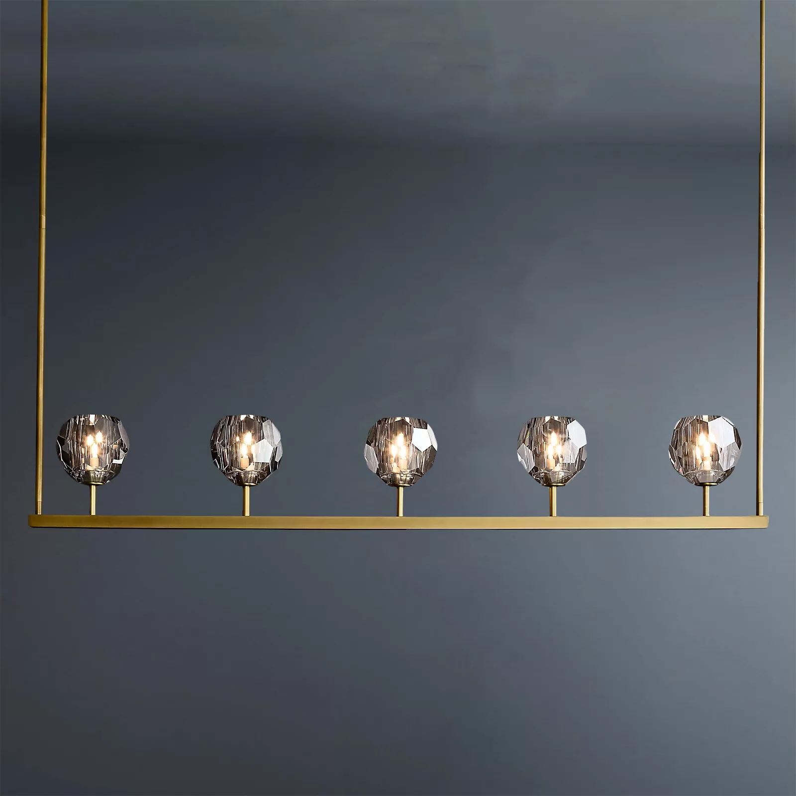 Boule De Crystal Ball Clear/Smoke Glass Linear Chandelier 48"-konalight