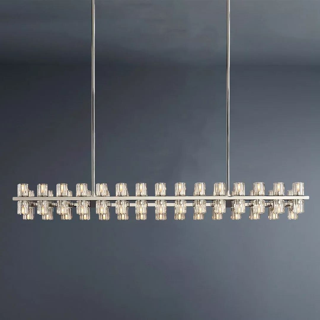 Arcachon Led Rectangular Crystal  Chandelier 54"-konalight