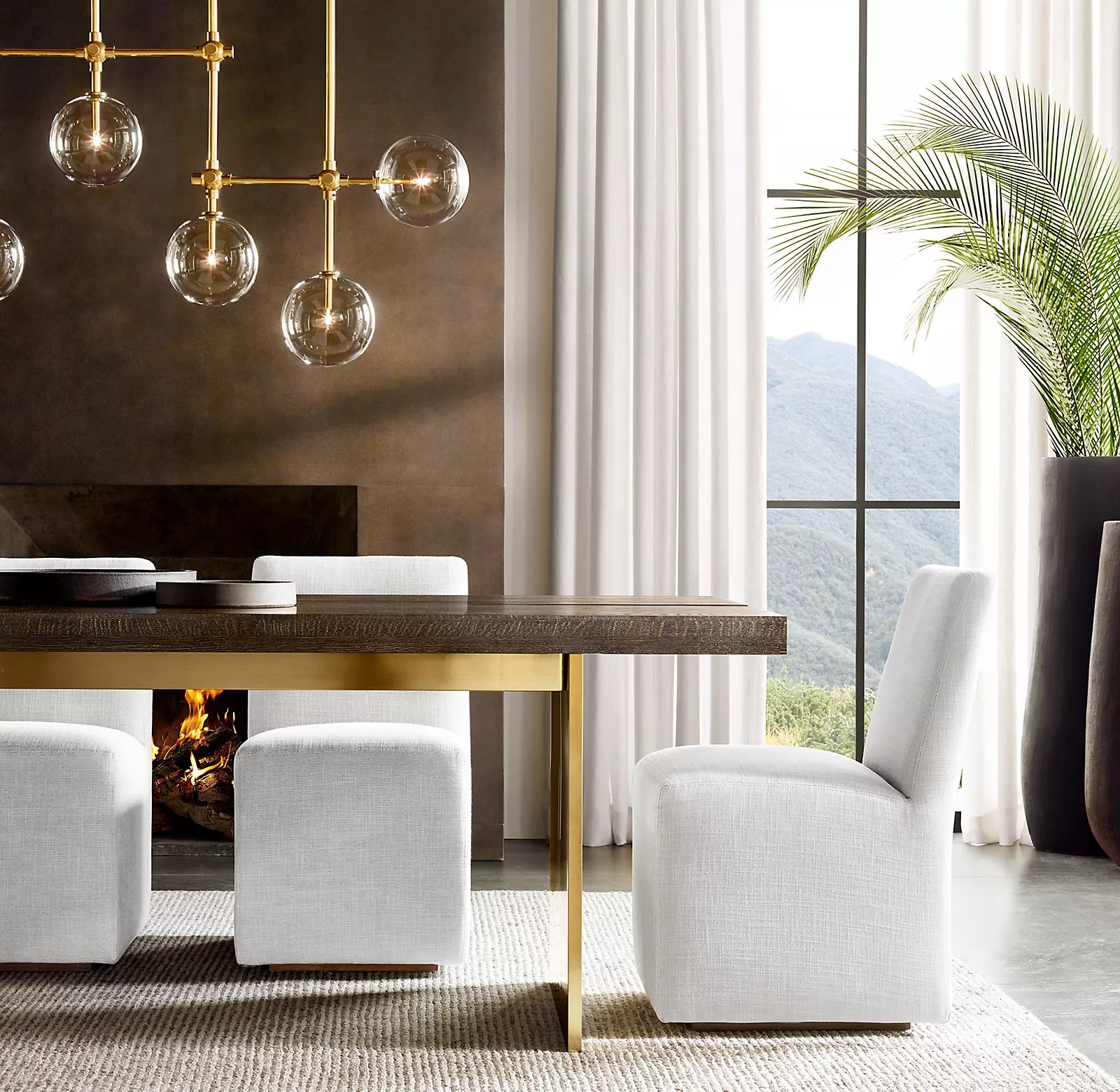 Fulcrum Glass globe mobile linear chandelier 60" For Living Room-konalight