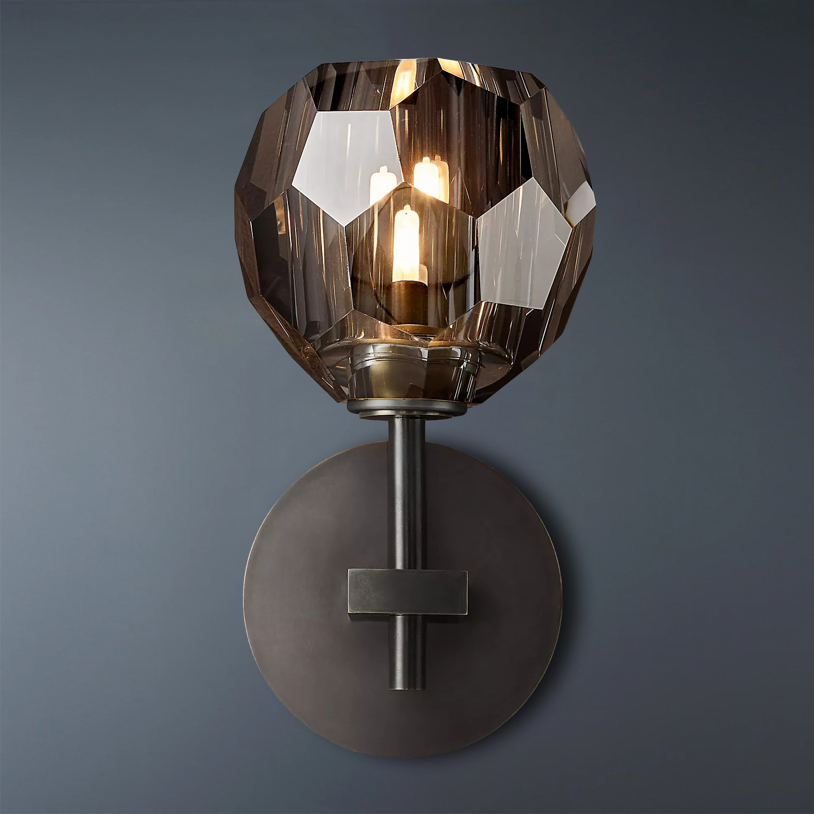 Boule De Crystal Ball Clear/Smoke Glass Wall Sconce-konalight