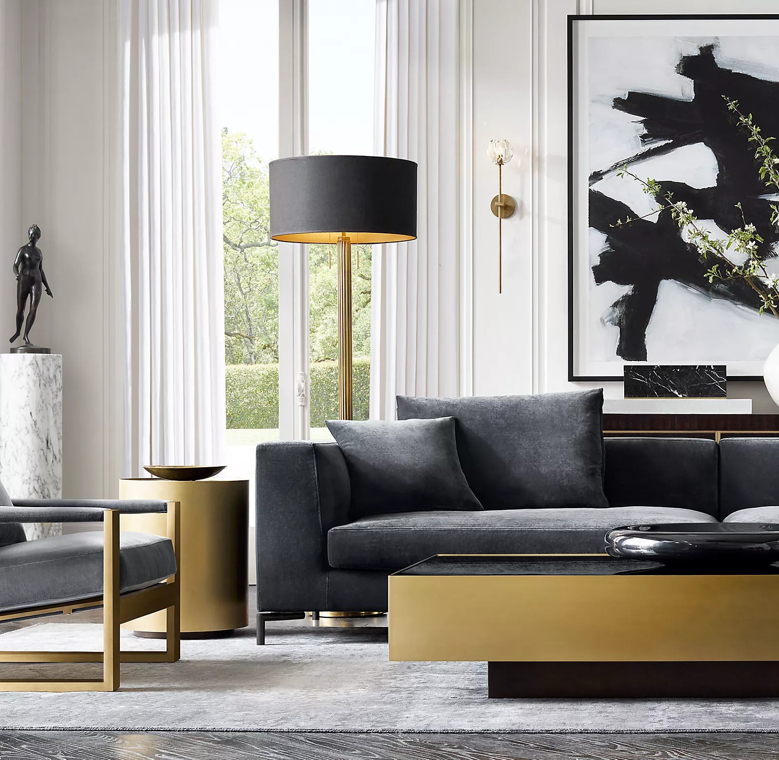 Boule De Crystal Ball Clear/Smoke Glass Grand Wall Sconce-konalight