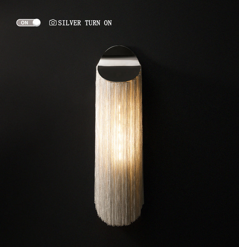 Modern cylindrical Aluminum Chain Tassel Wall Sconce-konalight