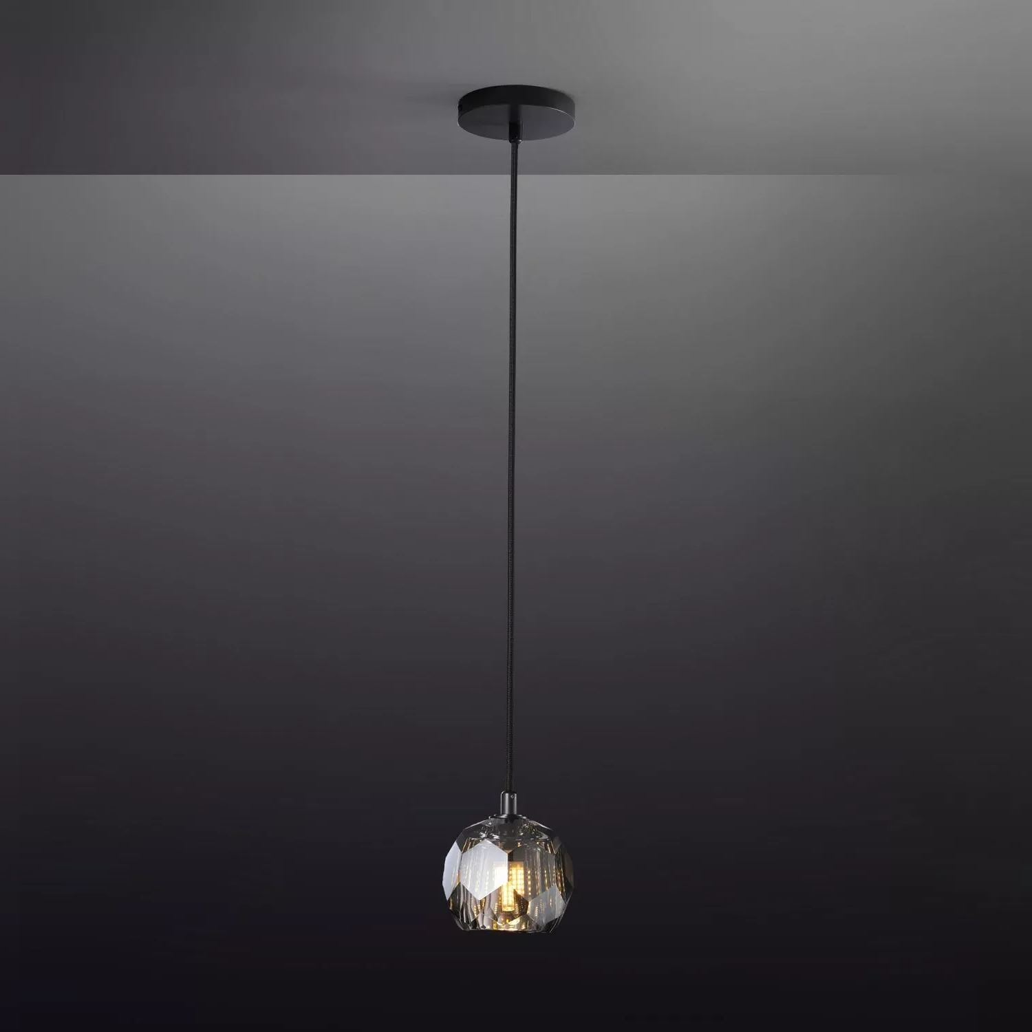 Boule De Smoky Crystal Pendant Light-konalight