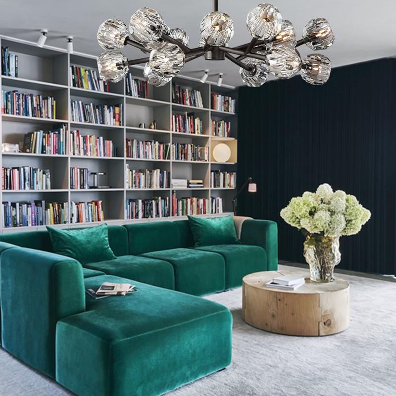 Boule De Multi-faceted Cut Clear Crystal Ball Chandelier 18-Light 36"-konalight