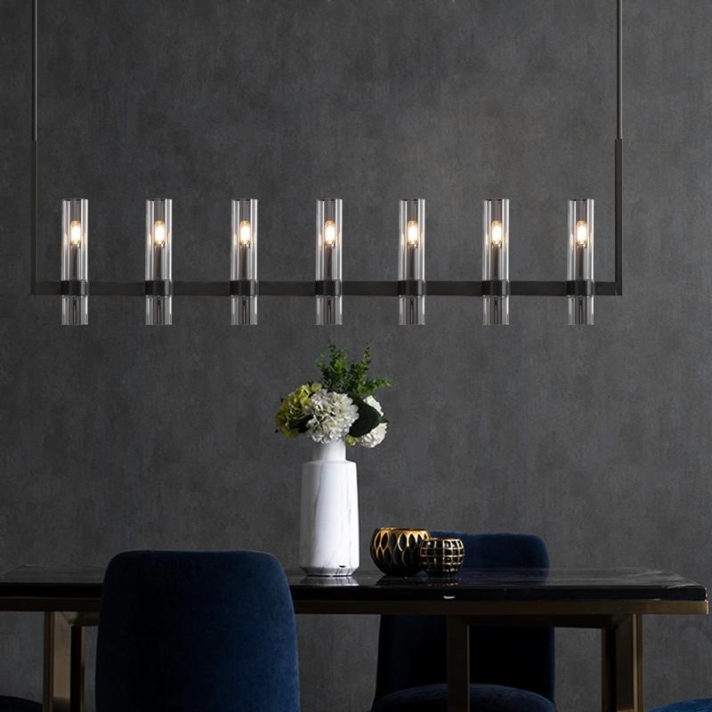Glass Tube Linear Chandelier 7-Light 59"-konalight
