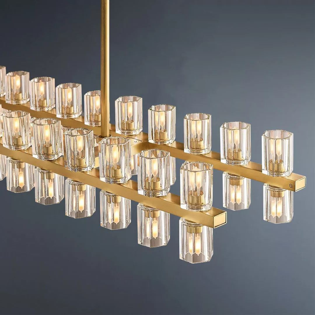 Arcachon Led Rectangular Crystal  Chandelier 54"-konalight