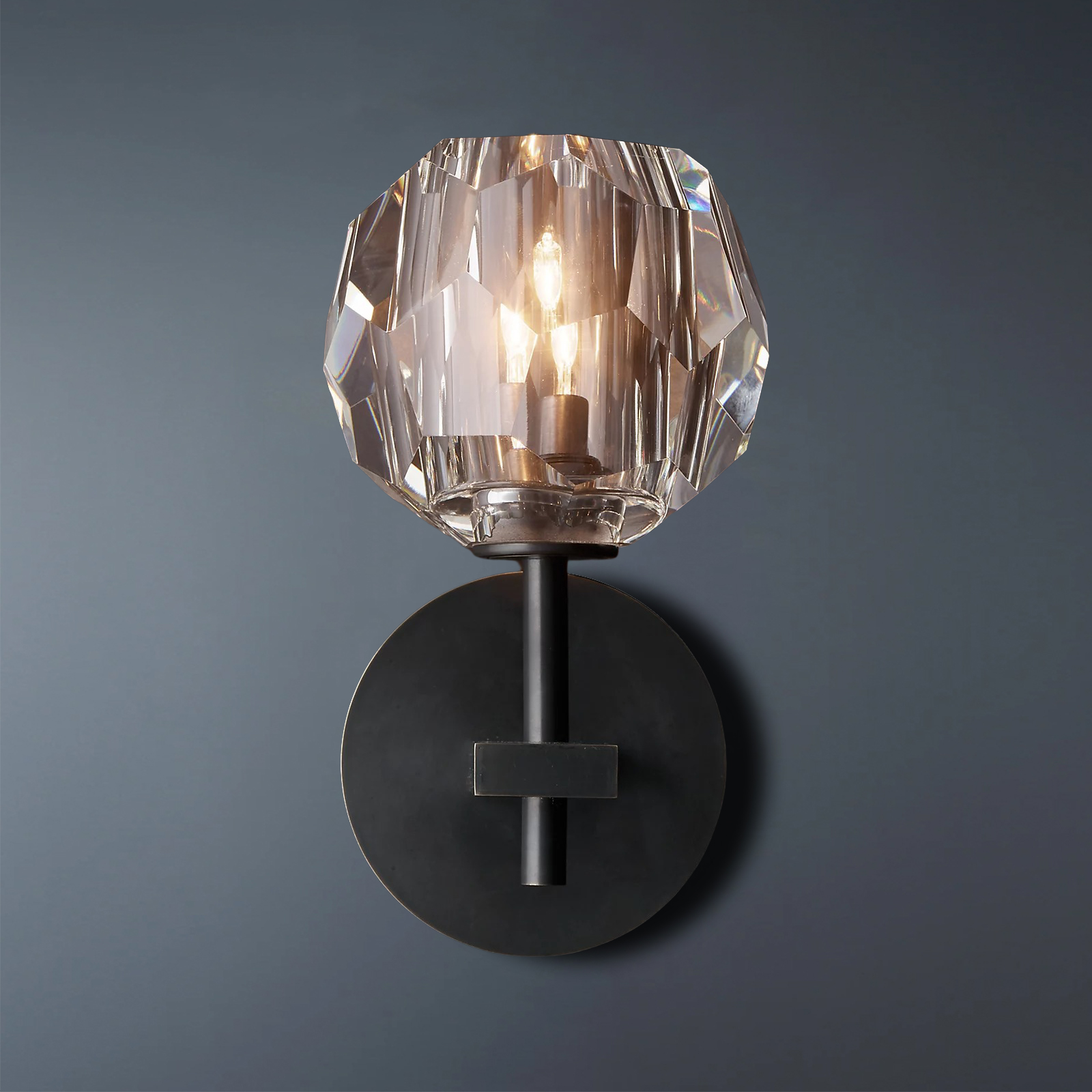 Boule De Crystal Ball Clear/Smoke Glass Wall Sconce-konalight
