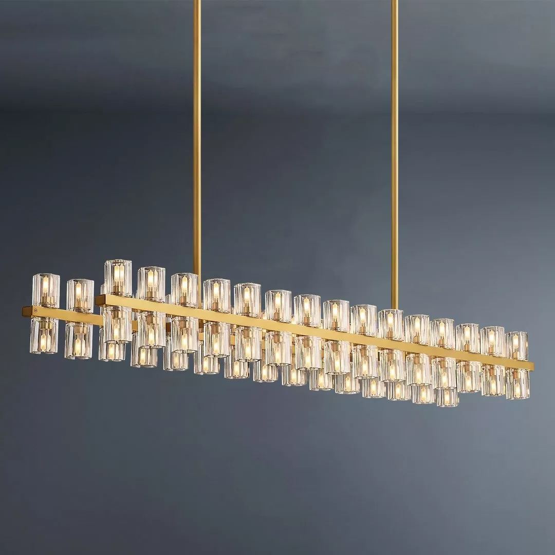 Arcachon Led Rectangular Crystal  Chandelier 54"-konalight