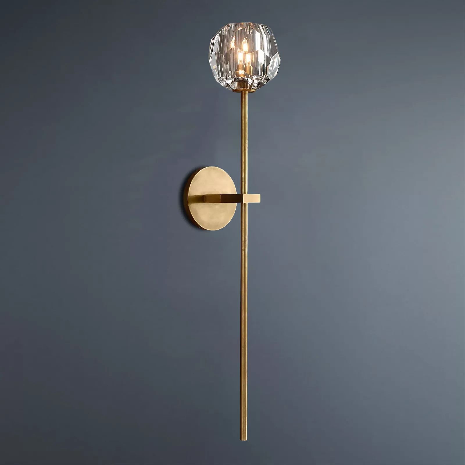 Boule De Crystal Ball Clear/Smoke Glass Grand Wall Sconce-konalight
