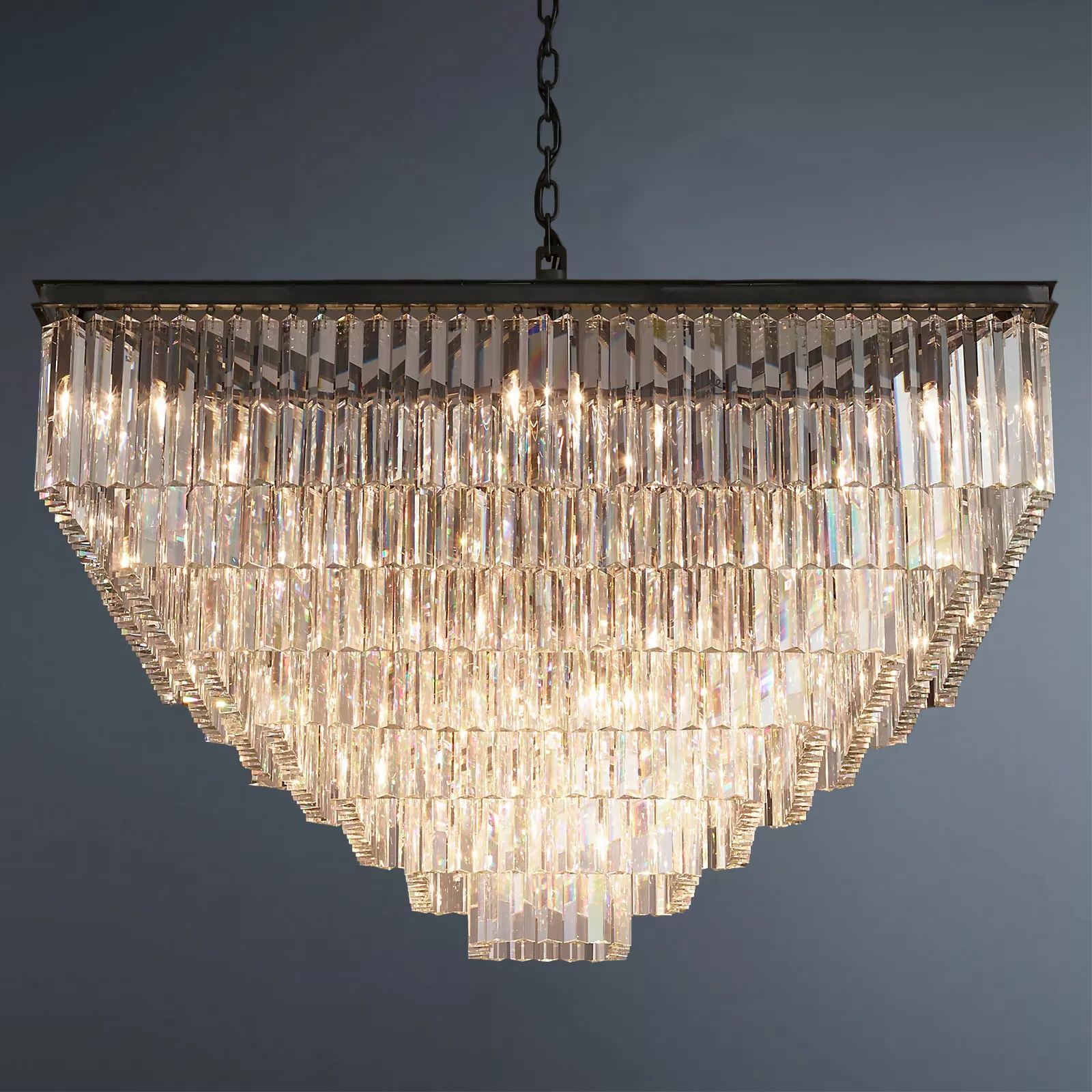Multi-tier 1920s Odeon Crystal Rectangular Chandelier Modern Lighting 47"-konalight