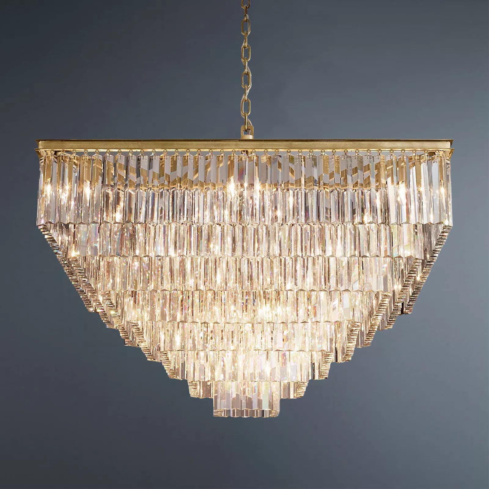 Multi-tier 1920s Odeon Crystal Rectangular Chandelier Modern Lighting 47"-konalight