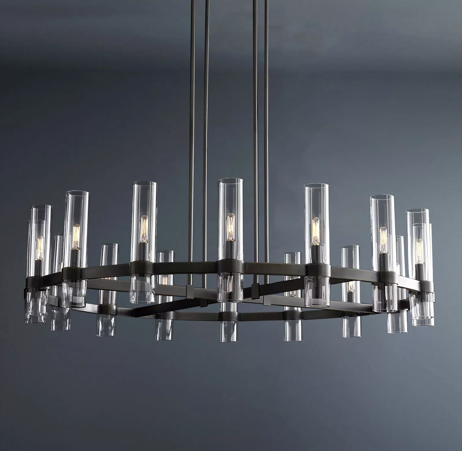 Ravelle Round Minimalist Glass Chandelier 48"-konalight
