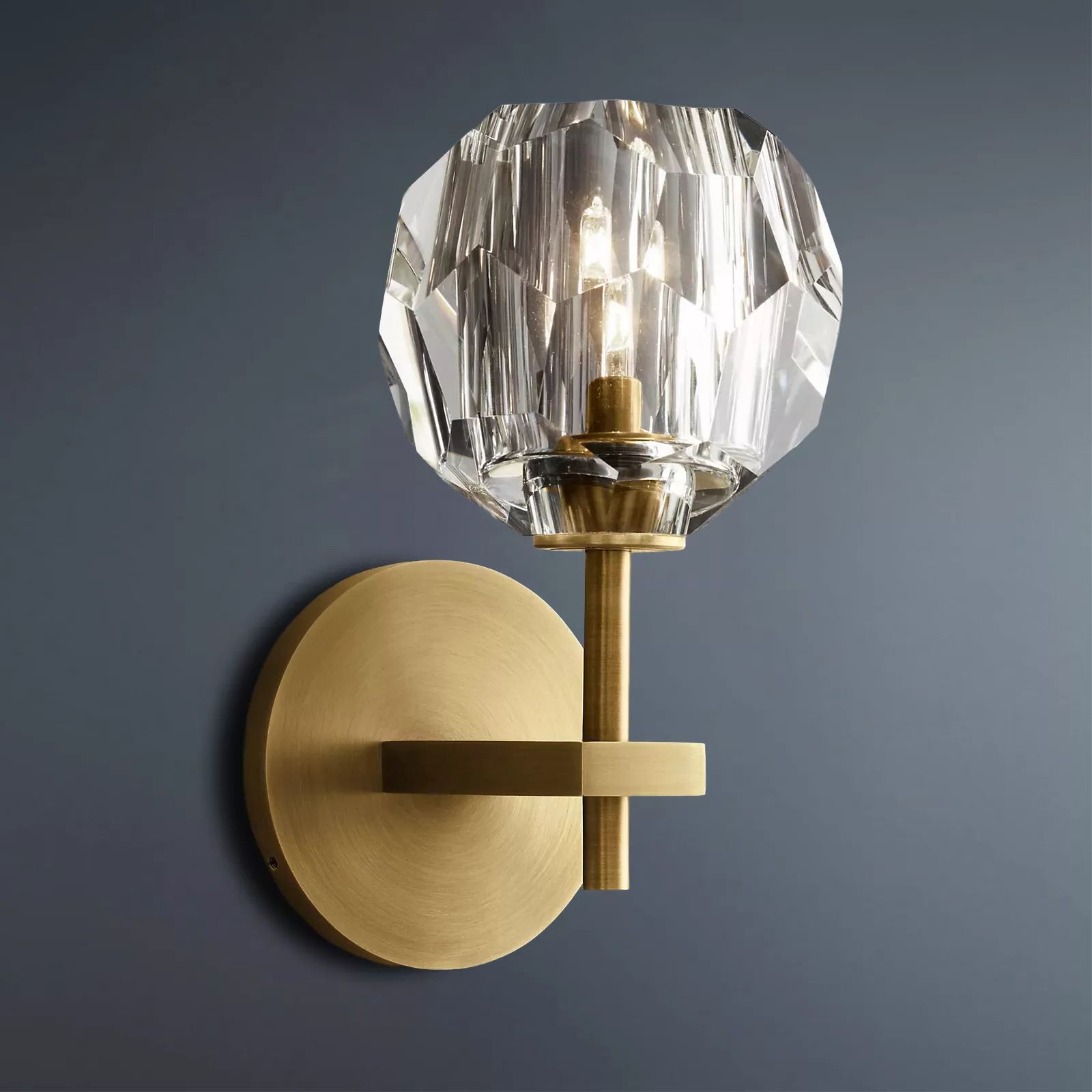 Boule De Crystal Ball Clear/Smoke Glass Wall Sconce-konalight