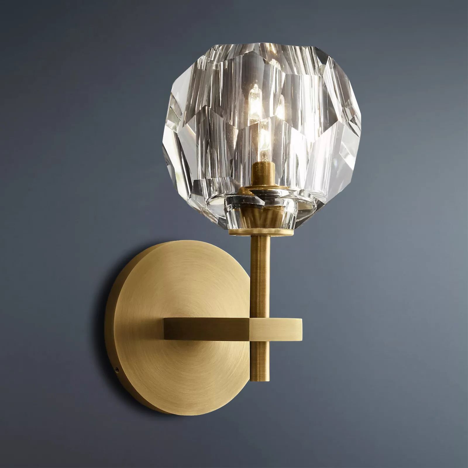 Crystal Ball Clear/Smoke Glass Wall Sconce-Cure Lighting