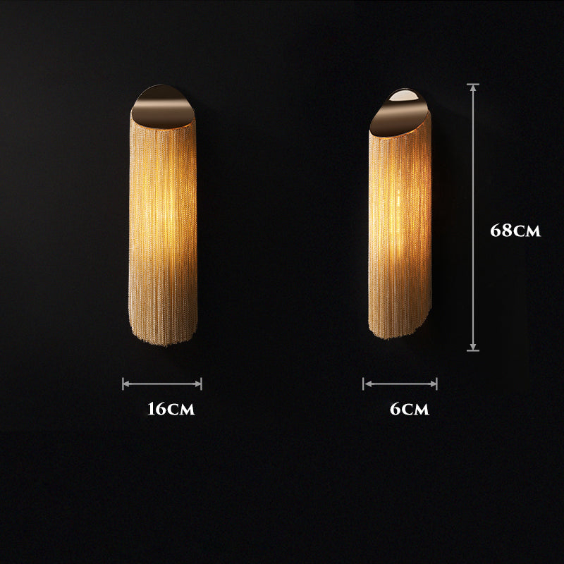 Modern cylindrical Aluminum Chain Tassel Wall Sconce-konalight
