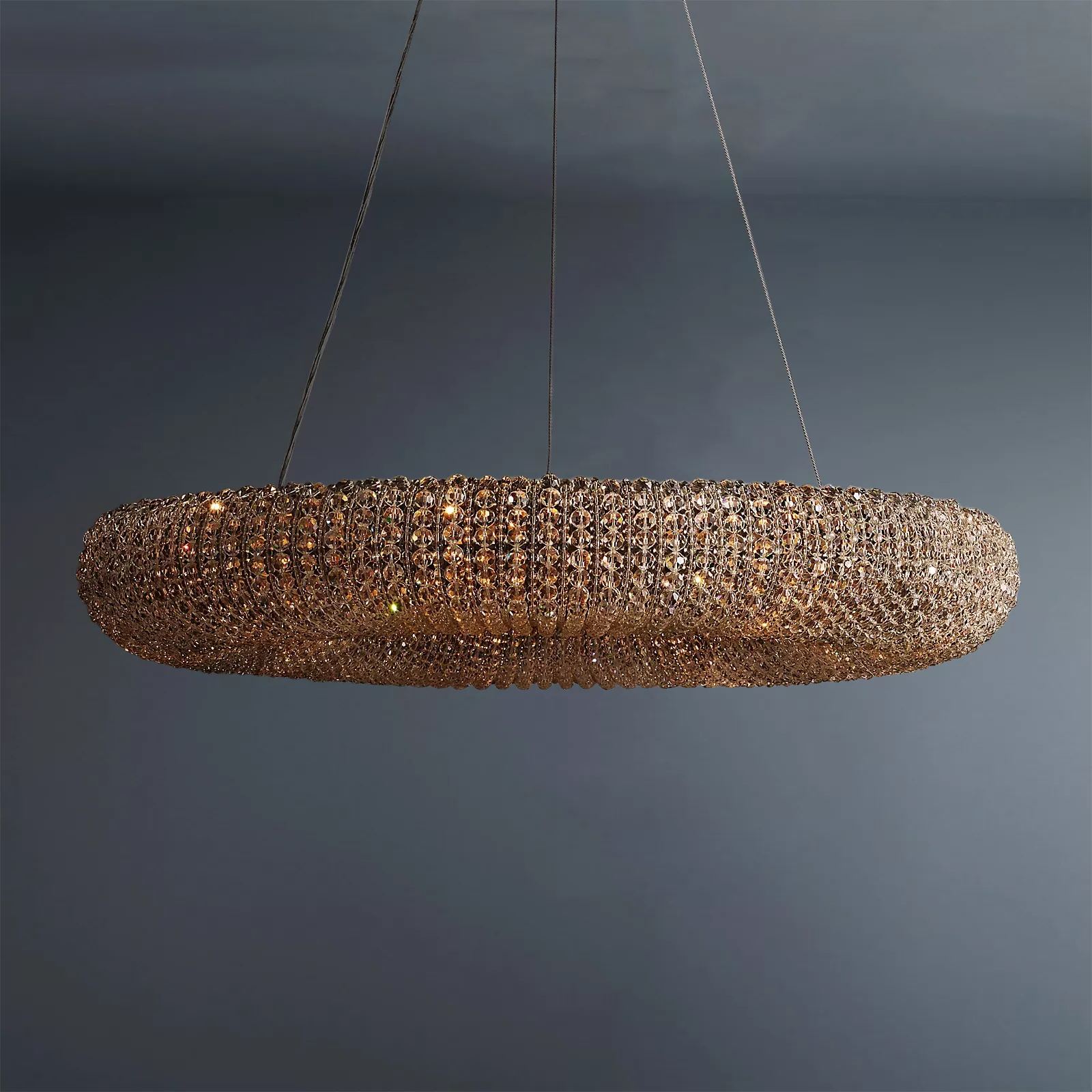 Round Halo Chandelier With Smoke Crystal 32"/41"/59"