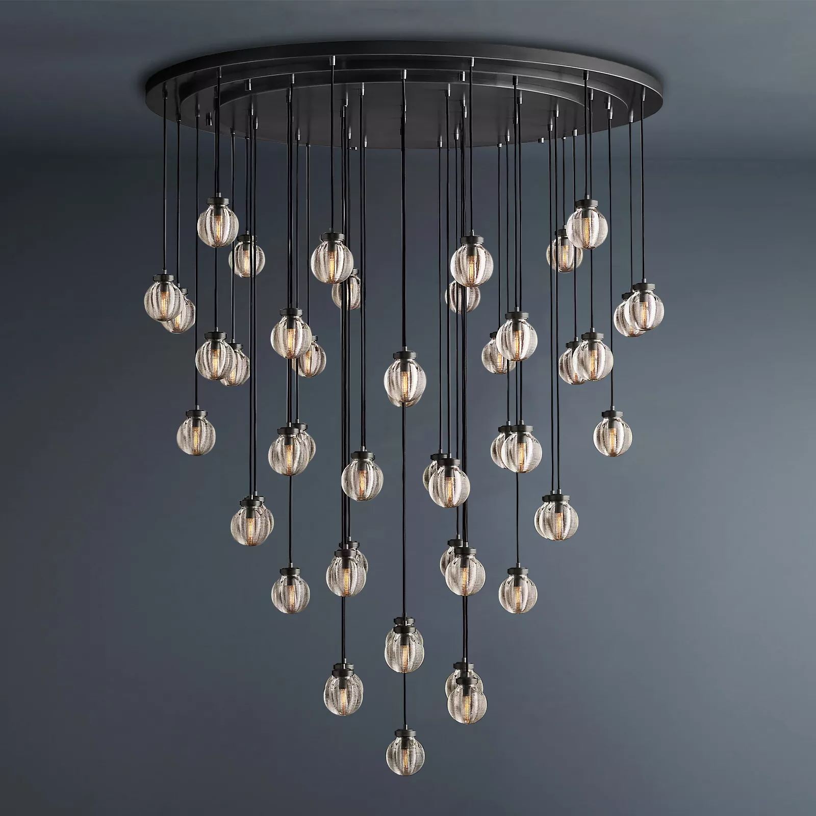 Pearl Round Chandelier Vintage Light Fixture 60"-konalight