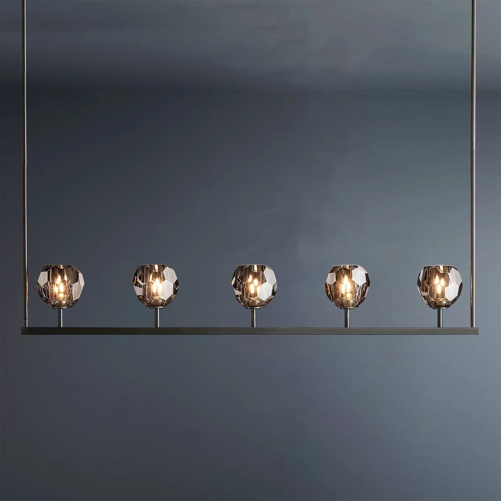 Boule De Crystal Ball Clear/Smoke Glass Linear Chandelier 48"-konalight