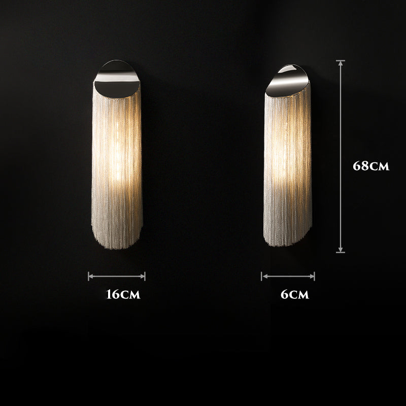 Modern cylindrical Aluminum Chain Tassel Wall Sconce-konalight