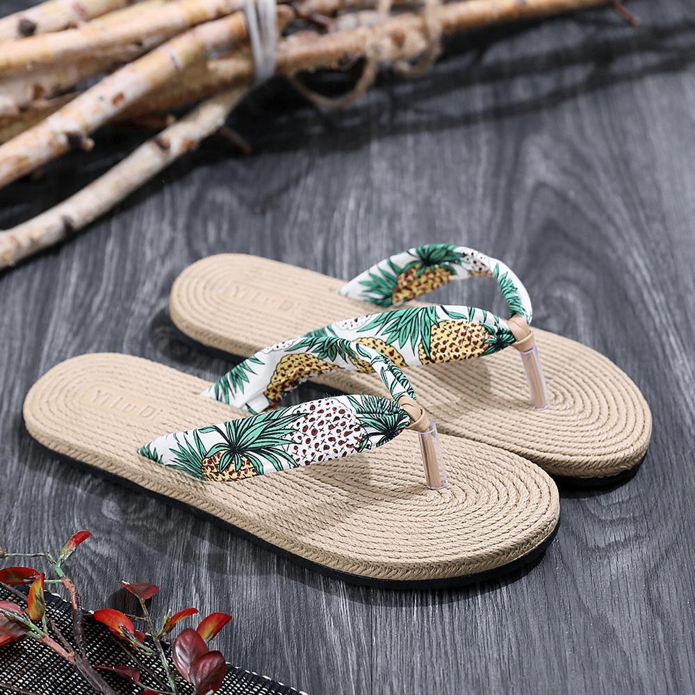 Glückbox ™ 2021 Stroh gewebte Reise Leinwand Hausschuhe Damen Sandalen