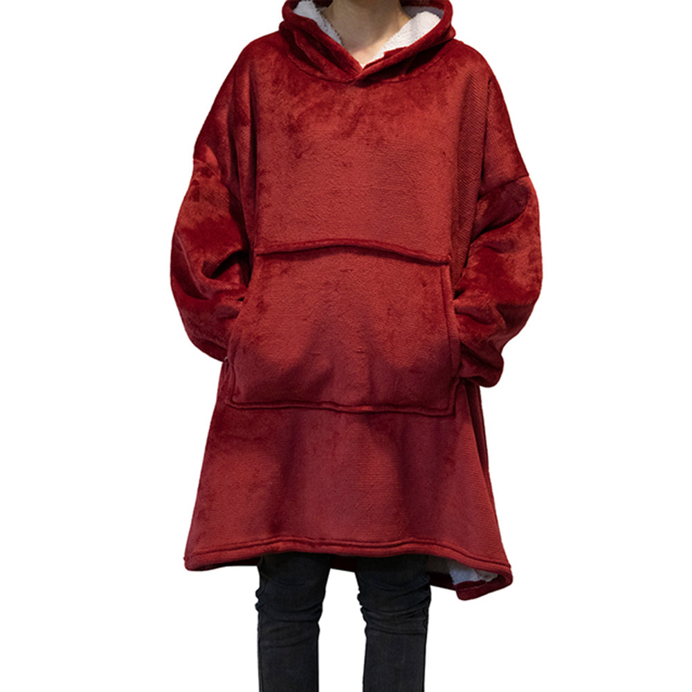 Hibote™Faules Set von TV-Decke kalte Outdoor-Kleidung mit Kapuze Fleece warme Kleidung
