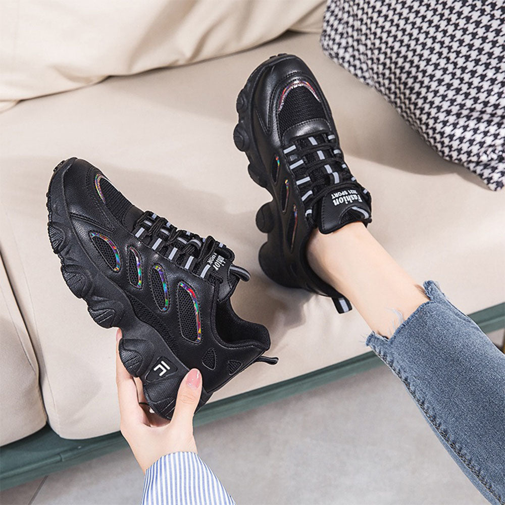 Hibote™ Neue lässige Sneakers aus atmungsaktivem Mesh mit dicker Sohle