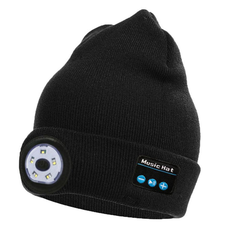 Hibote™ Wintergestrickte warme Mütze mit LED- und Musik-Bluetooth-Kopfhörern