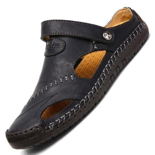 Hibote Atmungsaktive Outdoor-Sandalen aus weichem Leder für Herren