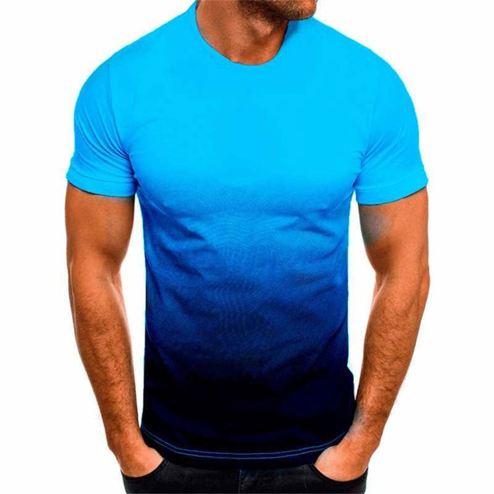Hibote™ Sommer Mode Revers 3D Farbverlauf Rundhals Kurzarm Herren T-Shirt