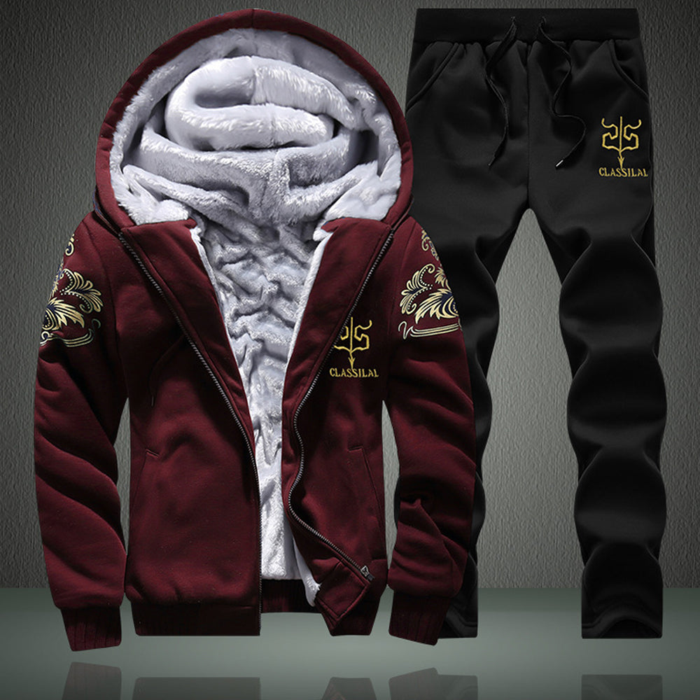 Hibote Herbst und Winter neuer Herren-Fleeceverdickungs-Thermoanzug