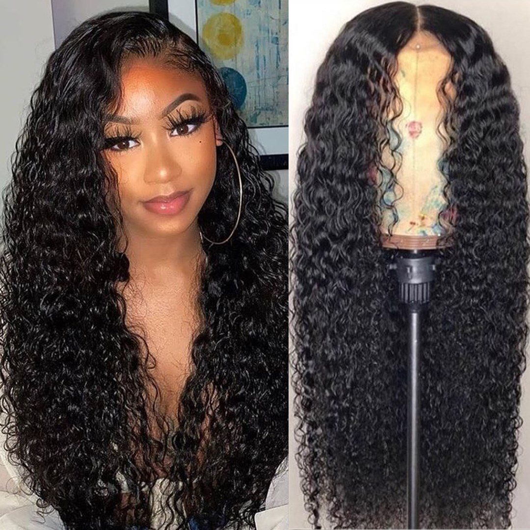 Glueless Wig With Elastic Belt| 🔥HOT Curly Wig Brazilian Remy Lace Front  Wig Pre Plucked with Baby Hair
