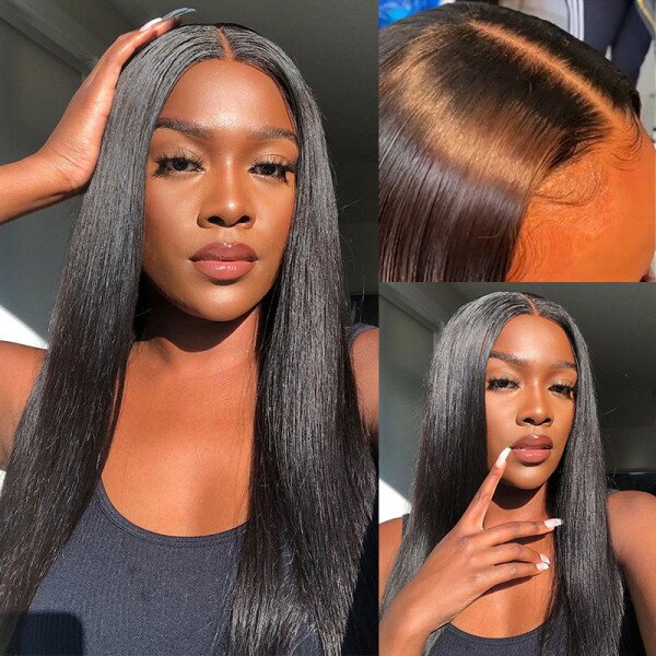 Glueless Wig With Elastic Belt |🔥HOT Natural Hairline Pre Plucked Straight Human Hair Lace Front Wigs