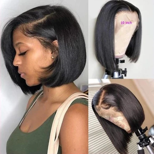 Glueless Wig With Elastic Belt|🔥Short Straight 13x4 Lace Frontal Bob Wigs Virgin Human Hair Pre Plucked 