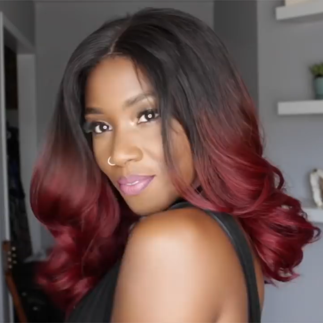 Glueless Wig With Elastic Belt|🔥4*4 Lace Closure Wigs Long Wavy Two Tone Ombre Wig with Baby Hair