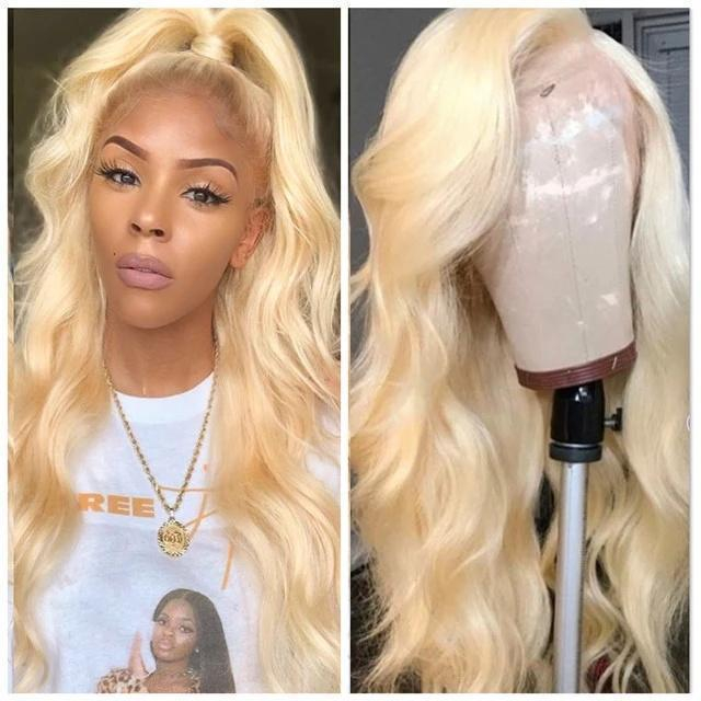 Glueless Wig With Elastic Belt|🔥Blonde Lace Front Wig With Baby Hair Brazilian Body Wave Wigs