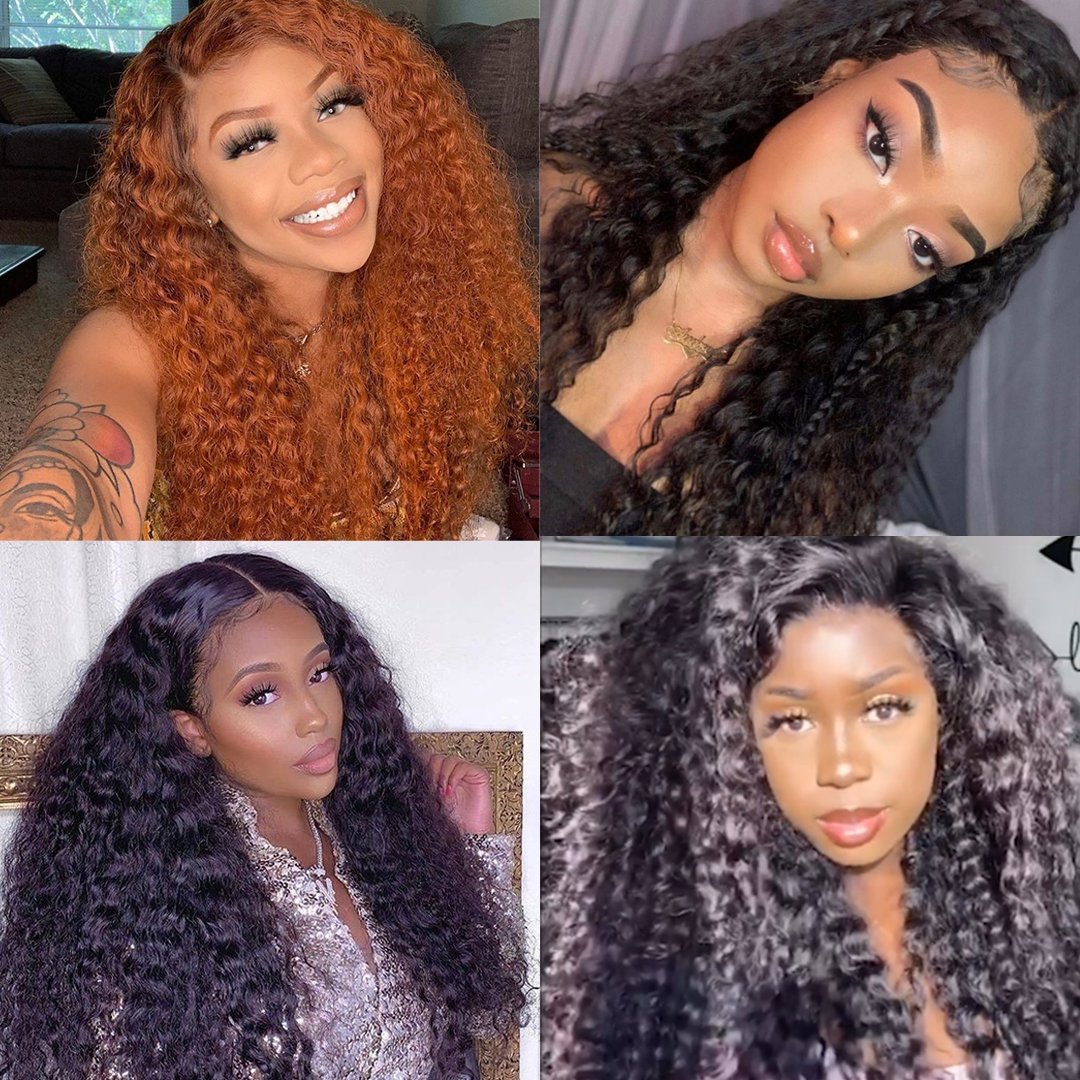 Glueless Wig With Elastic Belt|🎉Lace Frontal Human Hair Kinky Curly Wig Pre Plucked with Baby Hair