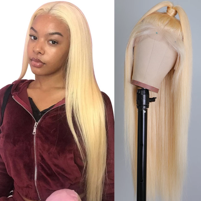 Glueless Wig With Elastic Belt|🔥Blonde Straight HD Lace Frontal Long Wigs Pre Plucked with Baby Hair