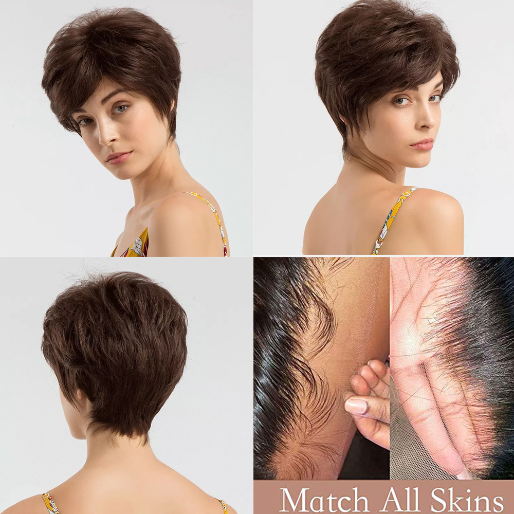 Glueless Wig With Elastic Belt|🔥Short Lace Front Wigs for Women Multi-layered Side Part Natural Wave Wig 