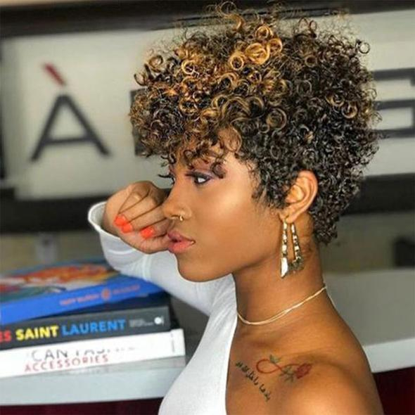 🔥Hot| HD Lace Front Glueless Short Kinky Curly Human Hair Natural Color Wigs With Bangs