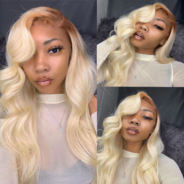Glueless Wig With Elastic Belt|🔥Blonde Hair Body Wave 150% Density Lace Front Wigs Pre-Plucked With Baby Hair