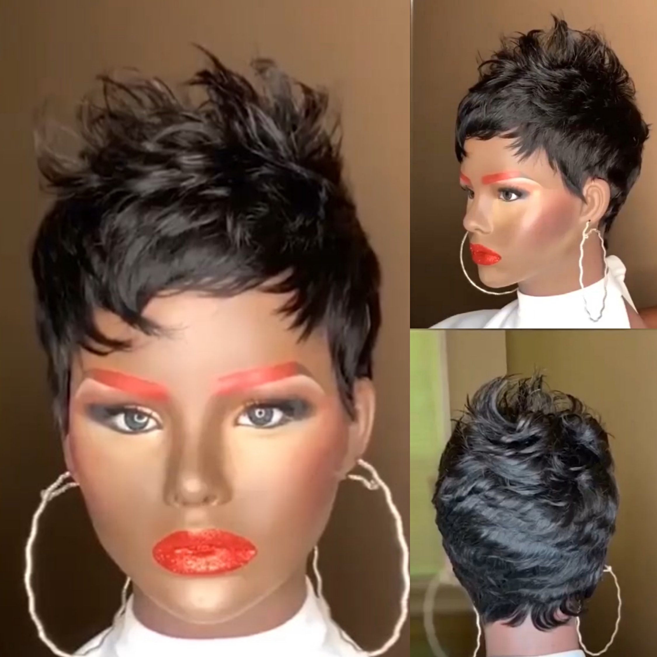 Glueless Wig With Elastic Belt| 🎁NEW Pixie Cut Straight Lace Front Wig Human BOB Hair Wigs