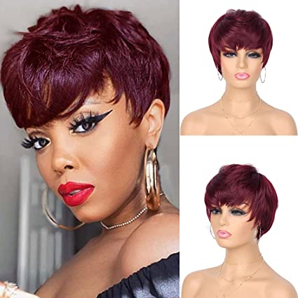 🔥Hot| New Bob Wave Lace Glueless Wigs Short Hair Pixie Cut Wigs with Bangs 